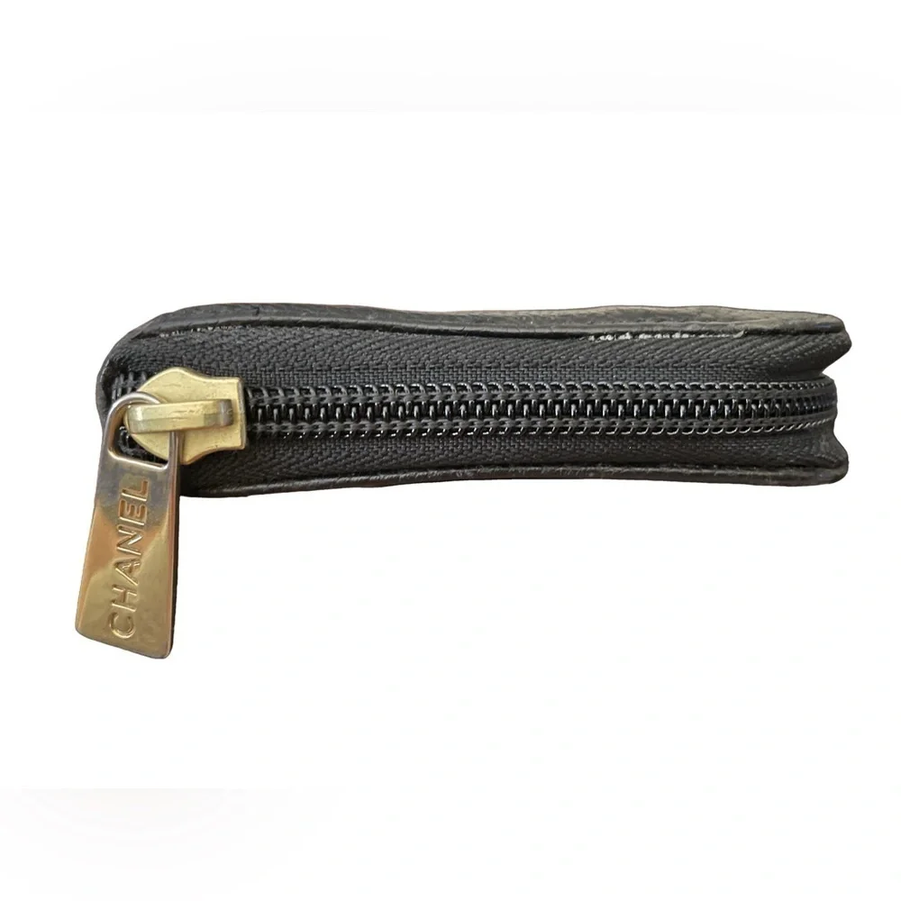 Chanel Black Caviar Leather long zippered wallet with Certificate of Authenticit